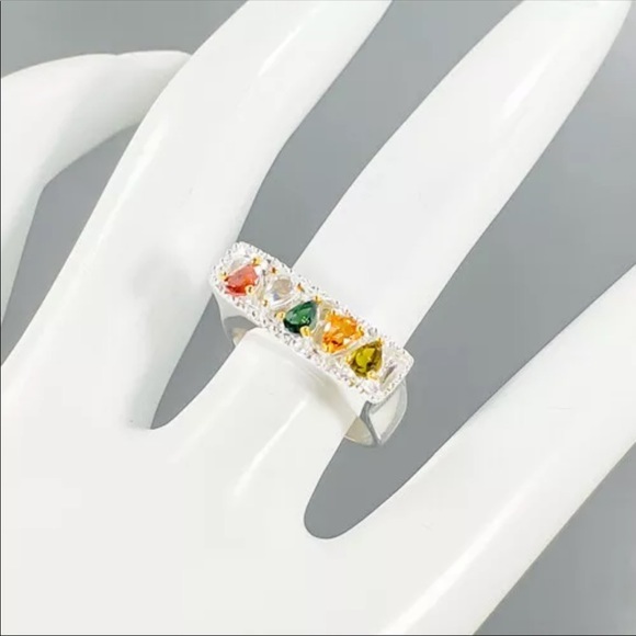 Artisan 925 natural tourmaline ring 7.75 bar style ring hand crafted OOAK - Picture 3 of 4